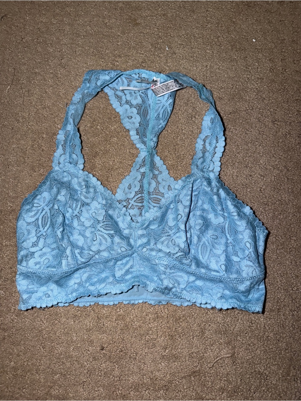 Free People Light Blue Lace Racerback Bralette bundle of two